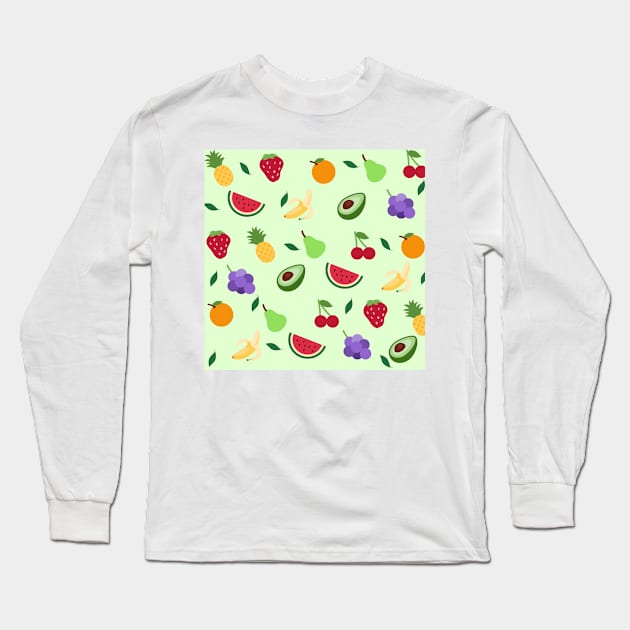 Fruits pattern Long Sleeve T-Shirt by maryamazhar7654